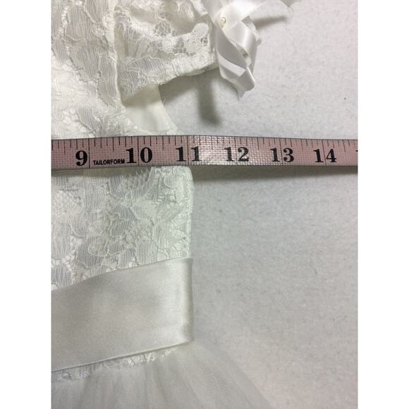 GIRL'S PARTY DRESS SZ 2 Y white lace embellished short sleeve flower maxi B101 - Picture 6 of 7